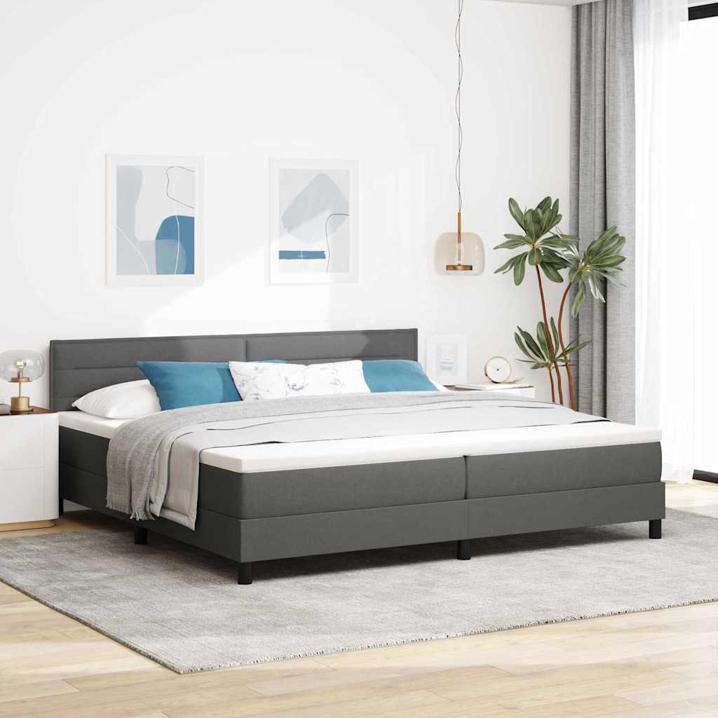 Krevet s opruga kutije Tamno siva 200 x 200 cm tkanina
