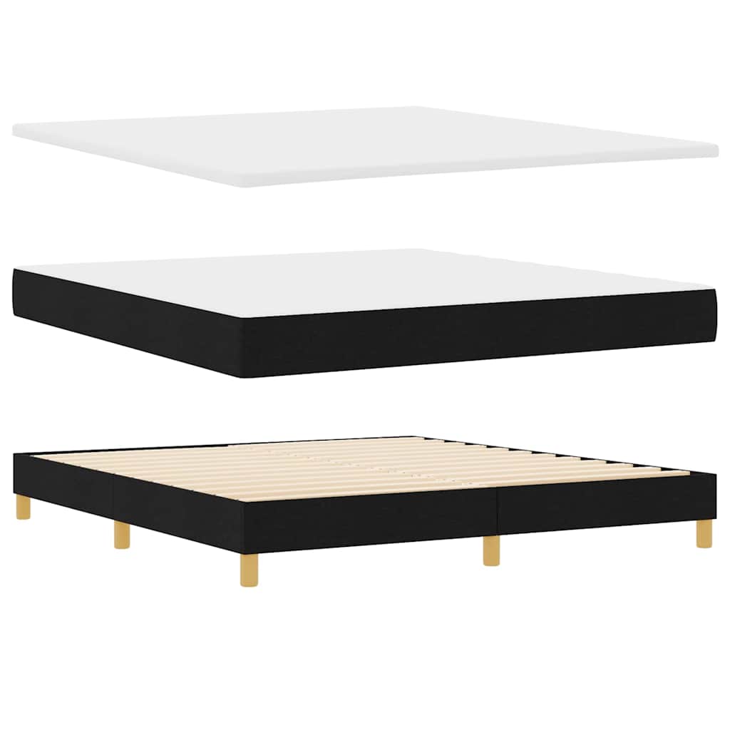 LED Box Spring Krevet s LED trakama Crna 180 x 200 cm tkanina