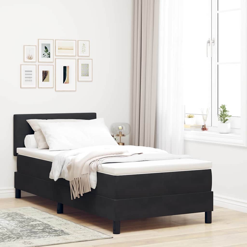 LED Box Spring Krevet s LED trakama Crna 90 x 190 cm Baršun