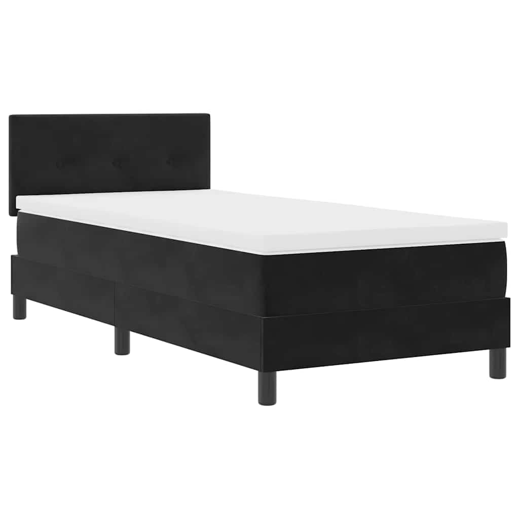 LED Box Spring Krevet s LED trakama Crna 90 x 190 cm Baršun