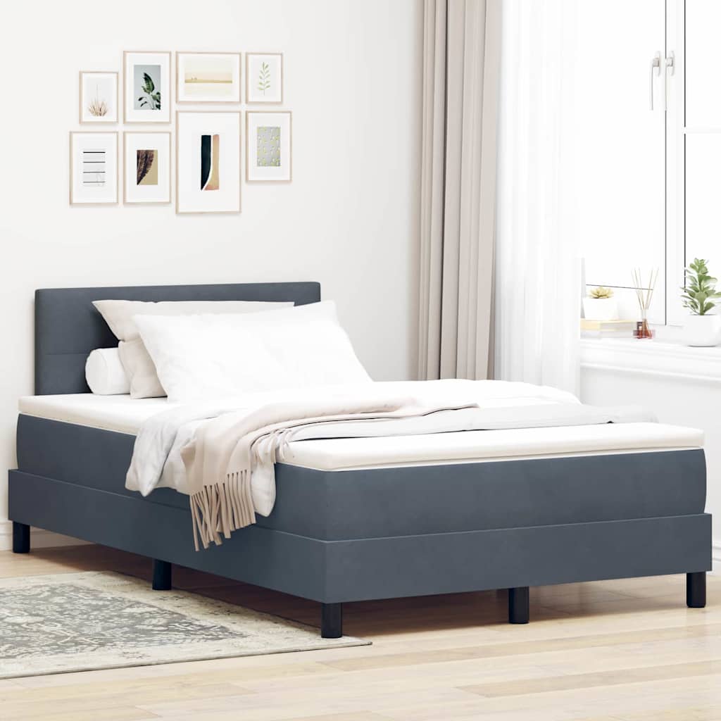 LED Box Spring Krevet Tamno siva 120 x 190 cm Baršun