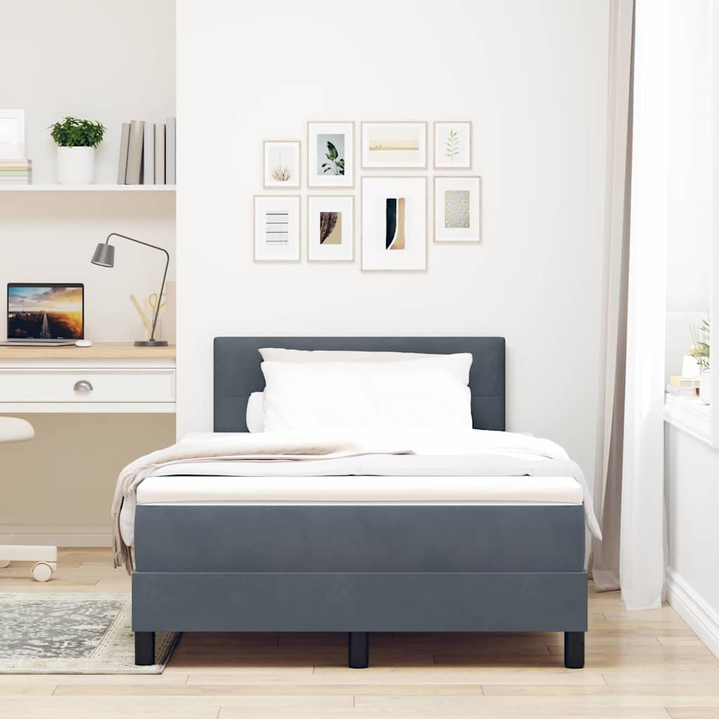 LED Box Spring Krevet Tamno siva 120 x 190 cm Baršun