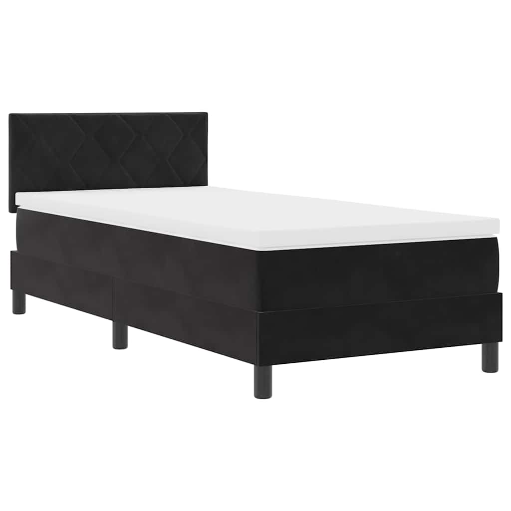 LED Box Spring Krevet s LED trakama Crna 90 x 190 cm Baršun