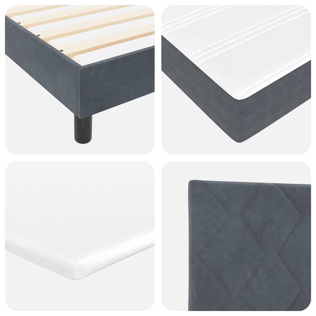 LED Box Spring Krevet Tamno siva 120 x 190 cm Baršun