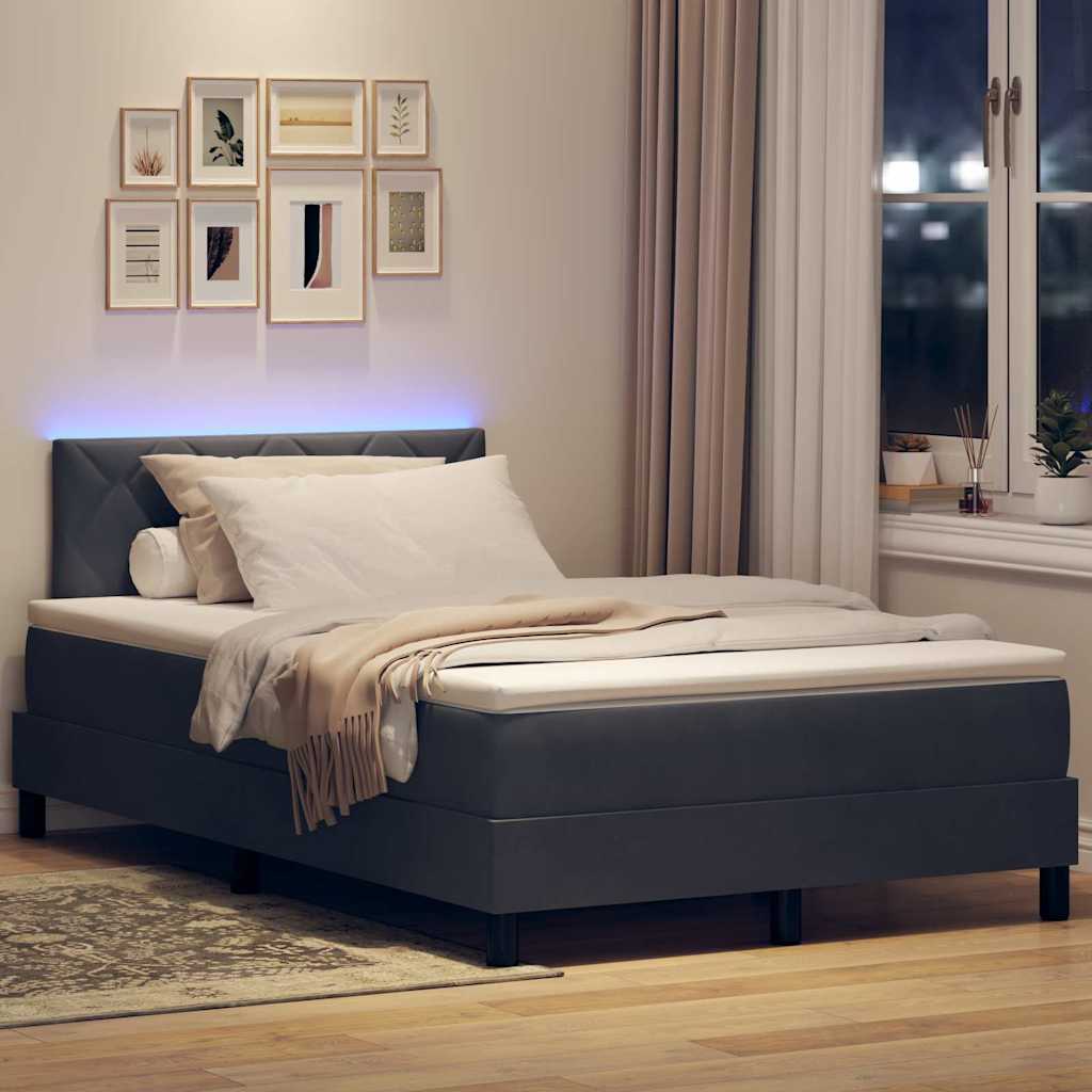 LED Box Spring Krevet Tamno siva 120 x 190 cm Baršun