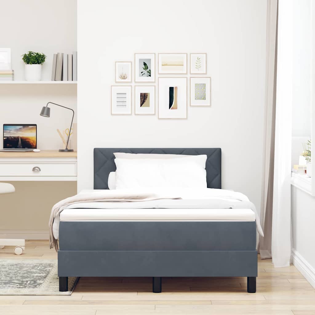 LED Box Spring Krevet Tamno siva 120 x 190 cm Baršun
