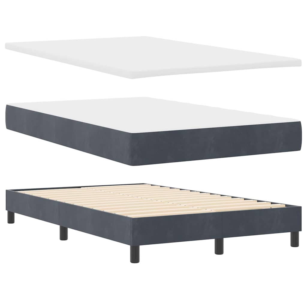 LED Box Spring Krevet Tamno siva 120 x 190 cm Baršun