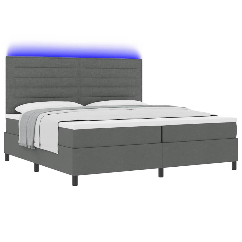 Krevet s opruga kutije Tamno siva 200 x 200 cm tkanina