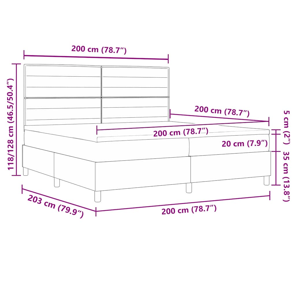 Krevet s opruga kutije Tamno siva 200 x 200 cm tkanina