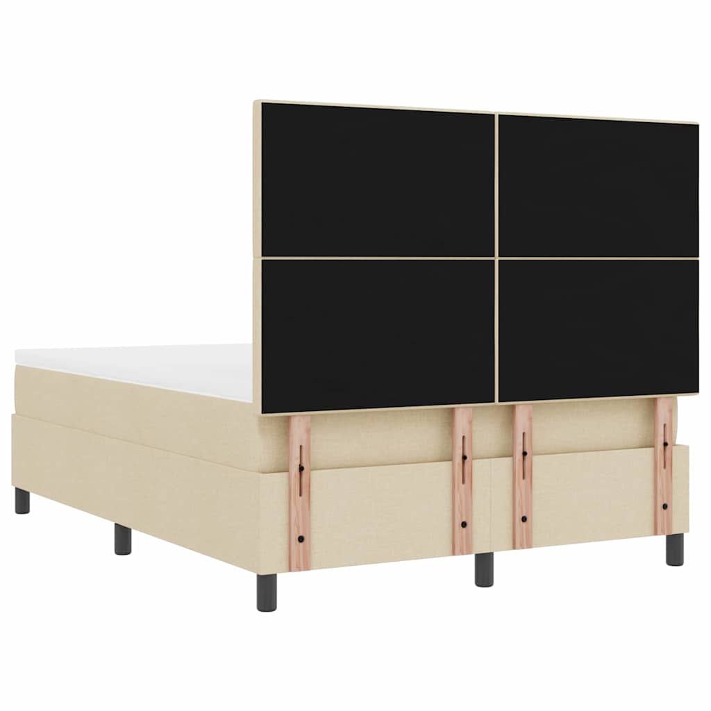 Krevet s opruga kutije s LED trakama Krema 140 x 200 cm tkanina