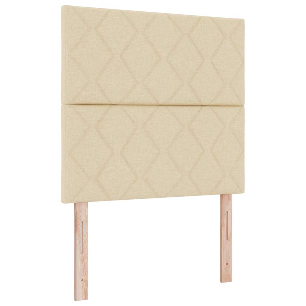 Krevet s opruga kutije s LED trakama Krema 120 x 190 cm tkanina