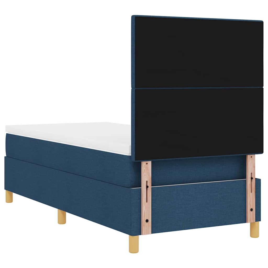 LED Box Spring Krevet s uzglavljem Plava 100 x 200 cm tkanina