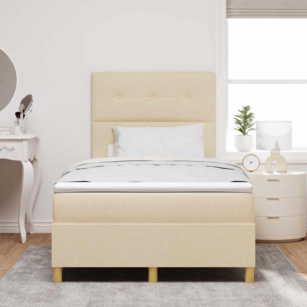 LED Box Spring Krevet s uzglavljem Krema 120 x 200 cm tkanina