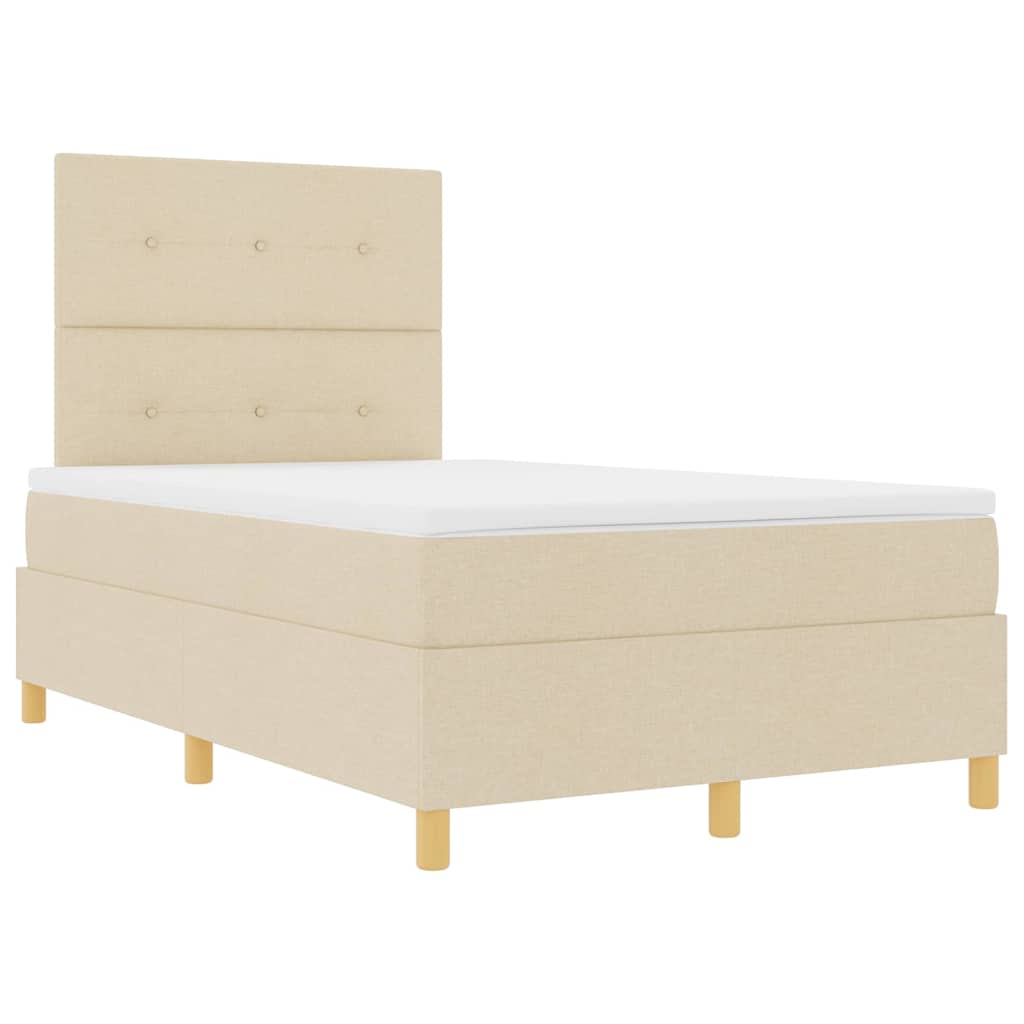LED Box Spring Krevet s uzglavljem Krema 120 x 200 cm tkanina