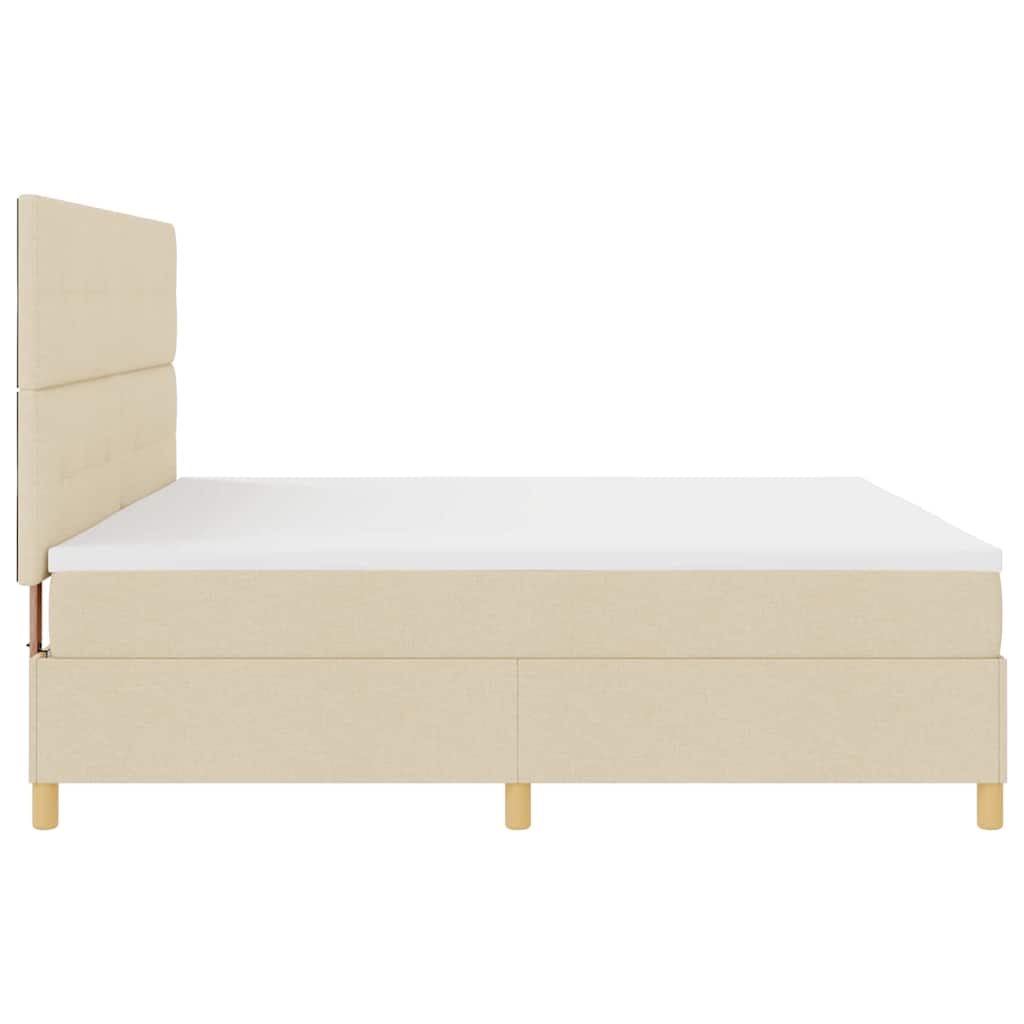 LED Box Spring Krevet s uzglavljem Krema 200 x 200 cm tkanina
