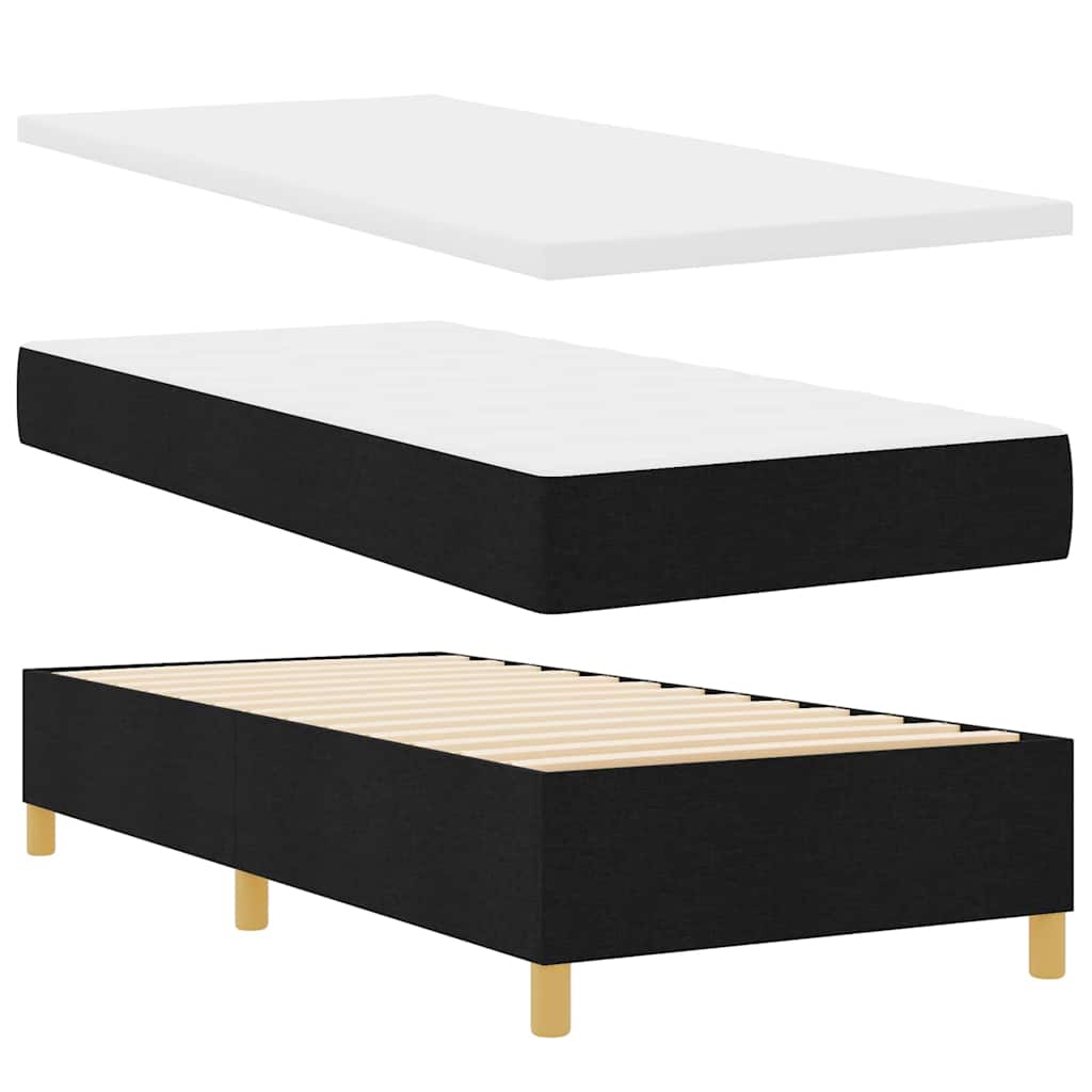 LED Box Spring Krevet s uzglavljem Crna 100 x 200 cm tkanina