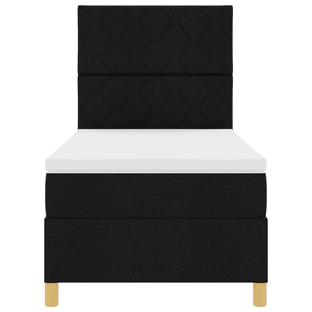 LED Box Spring Krevet s uzglavljem Crna 100 x 200 cm tkanina