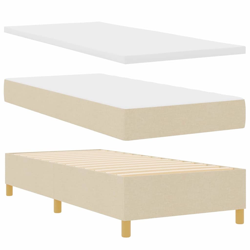 LED Box Spring Krevet s uzglavljem Krema 100 x 200 cm tkanina