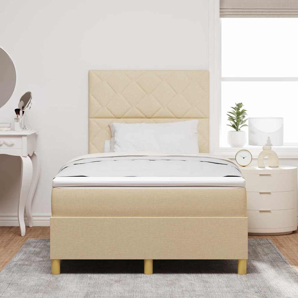 LED Box Spring Krevet s uzglavljem Krema 120 x 190 cm tkanina
