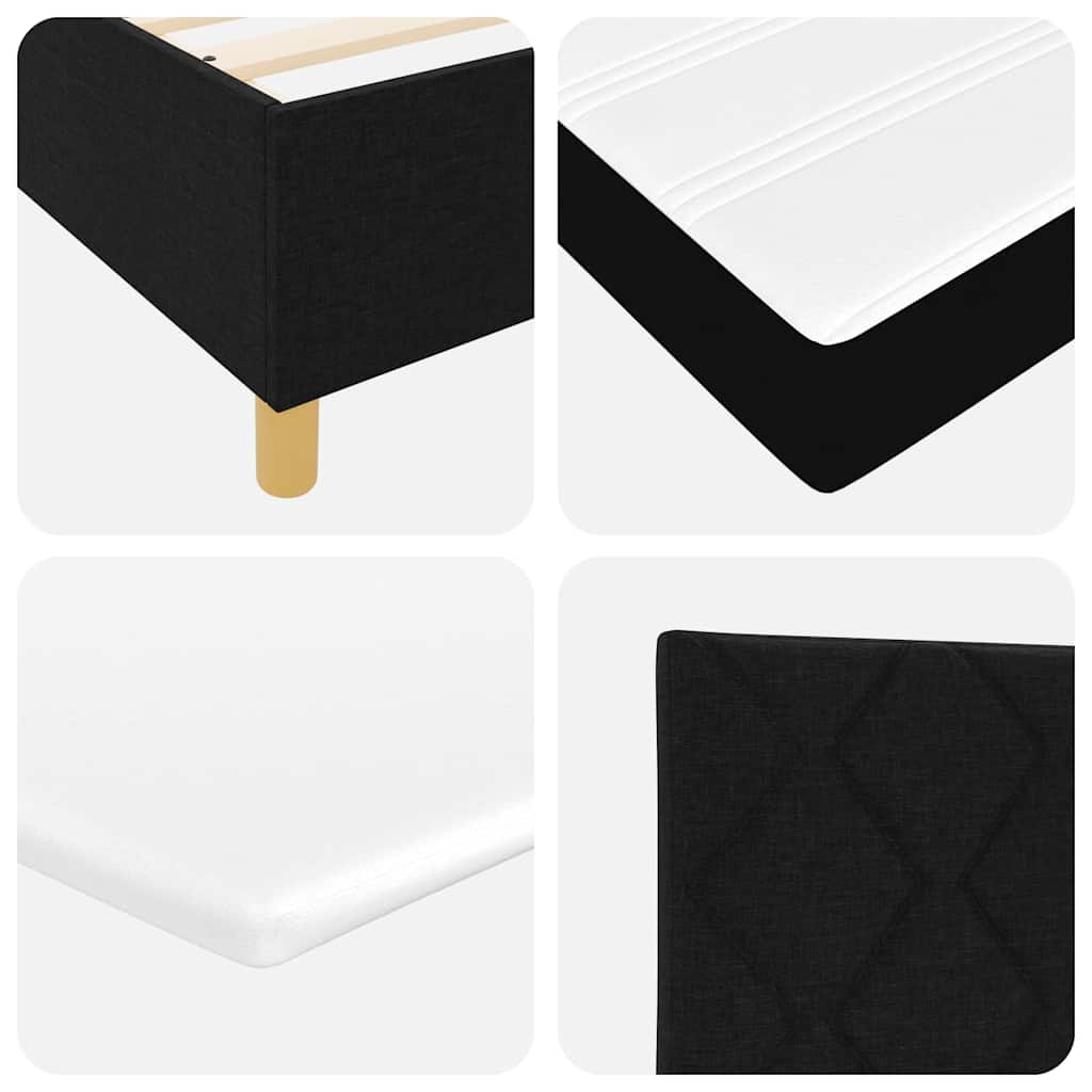LED Box Spring Krevet s uzglavljem Crna 120 x 200 cm tkanina