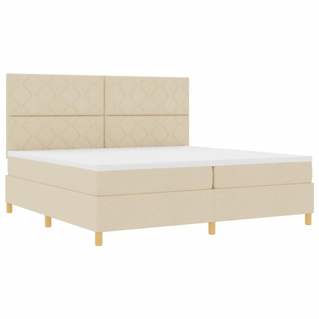 LED Box Spring Krevet s uzglavljem Krema 200 x 200 cm tkanina