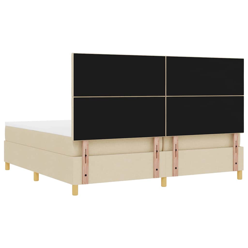 LED Box Spring Krevet s uzglavljem Krema 200 x 200 cm tkanina