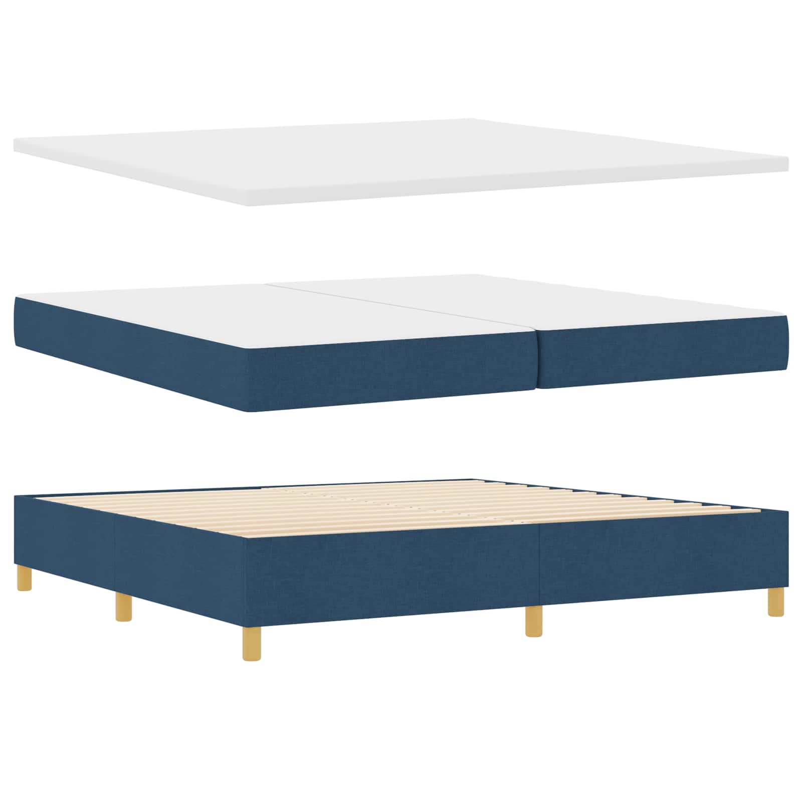 LED Box Spring Krevet s uzglavljem Plava 200 x 200 cm tkanina