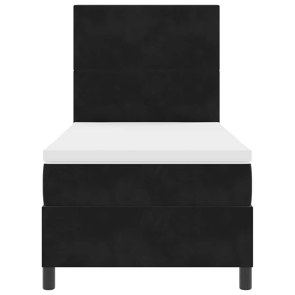 LED Box Spring Krevet s uzglavljem Crna 90 x 190 cm Baršun