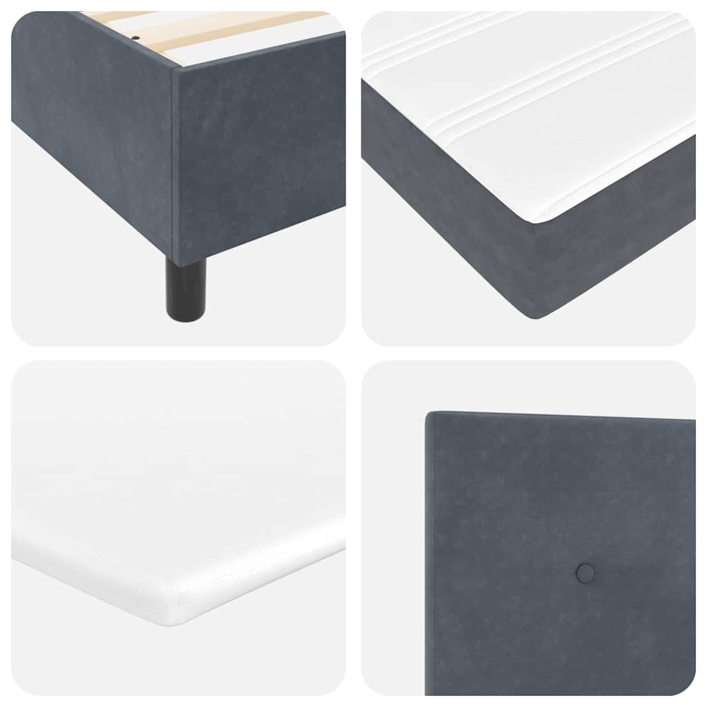 LED Box Spring Krevet Tamno siva 90 x 200 cm Baršun