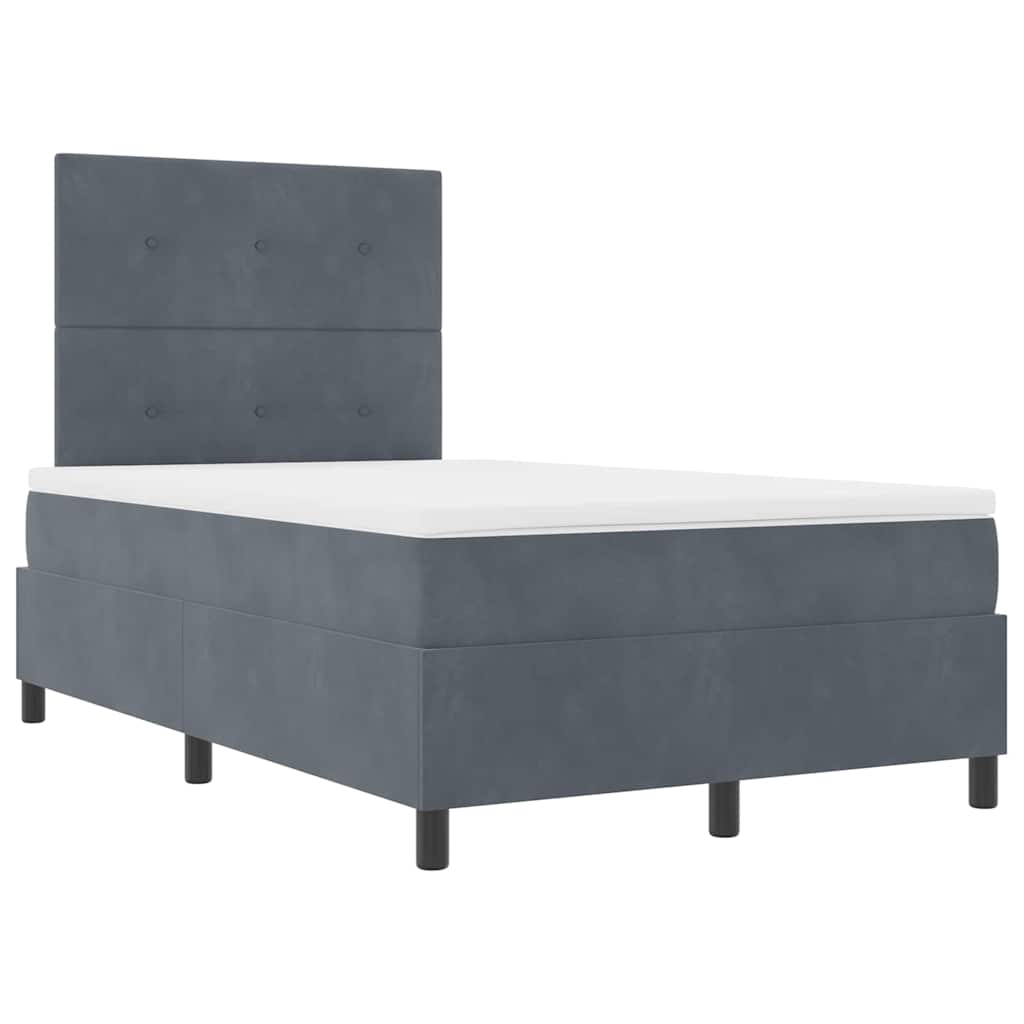 LED Box Spring Krevet Tamno siva 120 x 190 cm Baršun