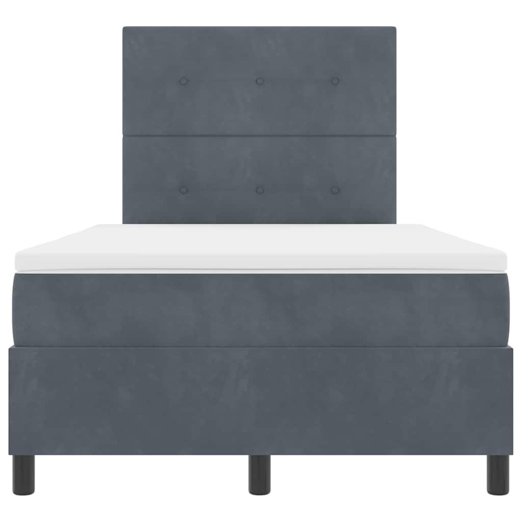 LED Box Spring Krevet Tamno siva 120 x 190 cm Baršun