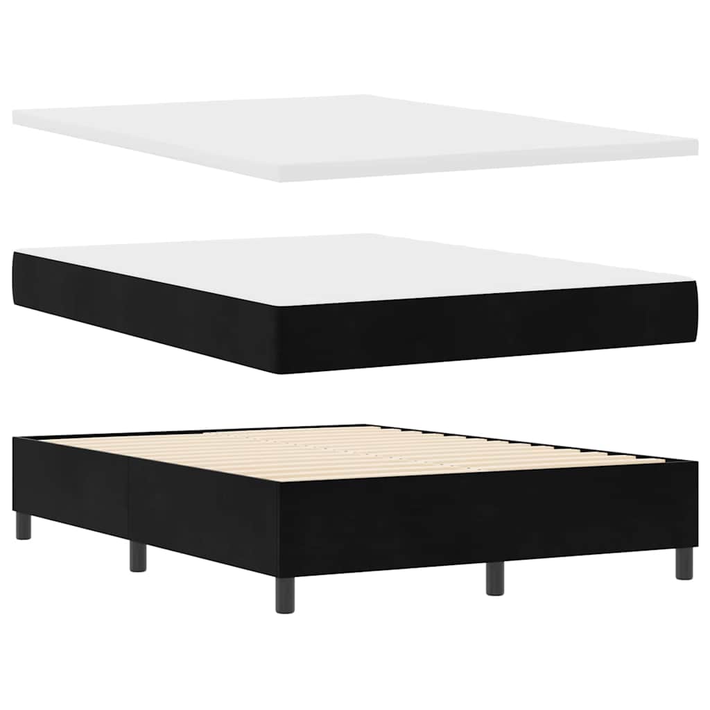 LED Box Spring Krevet s uzglavljem Crna 160 x 200 cm Baršun