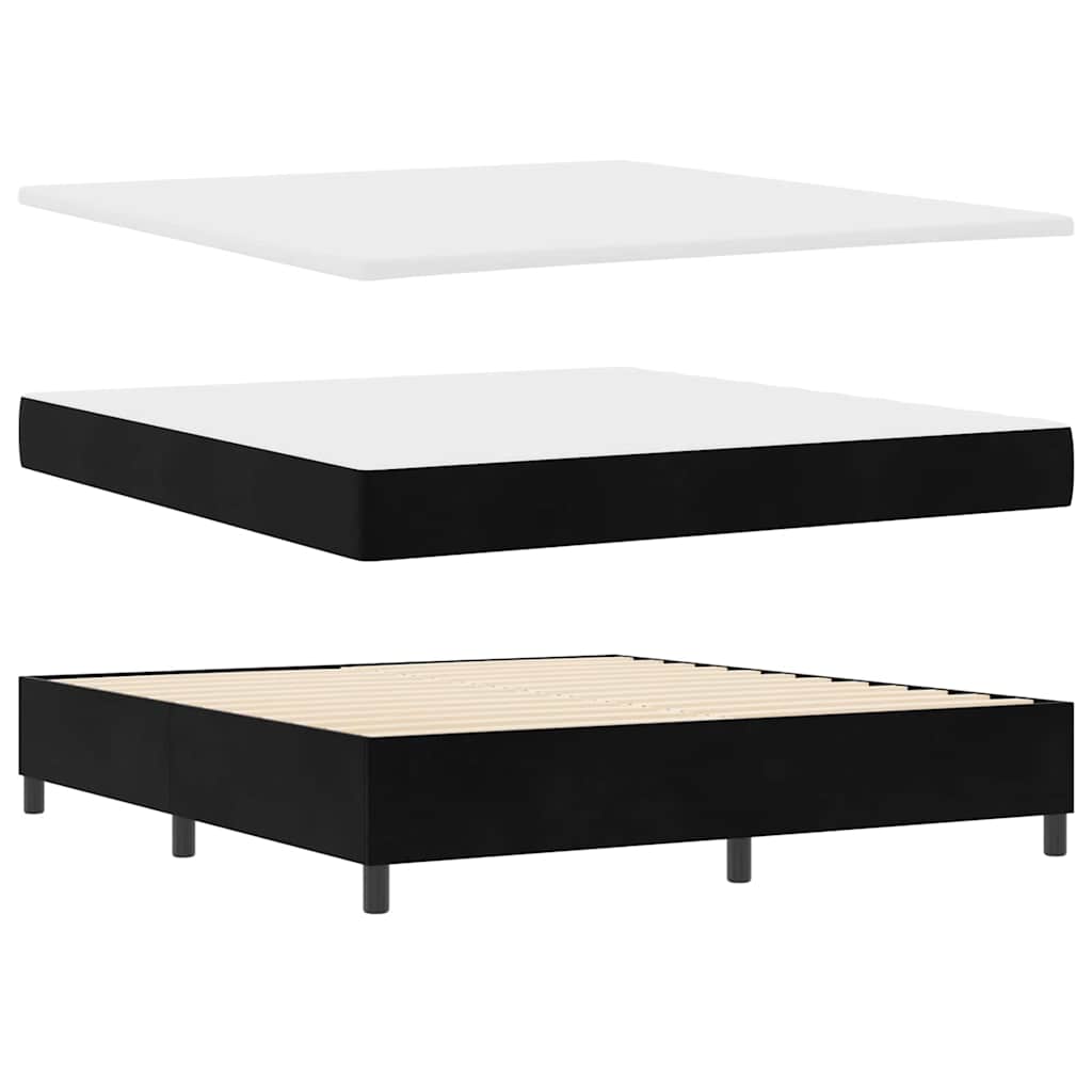 LED Box Spring Krevet s uzglavljem Crna 180 x 200 cm Baršun