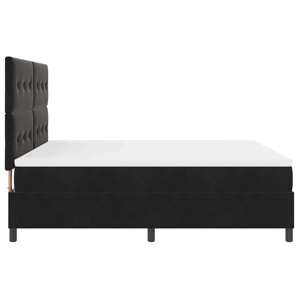 LED Box Spring Krevet s uzglavljem Crna 180 x 200 cm Baršun
