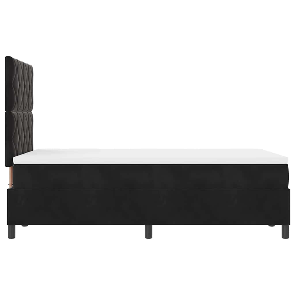 LED Box Spring Krevet s uzglavljem Crna 120 x 190 cm Baršun