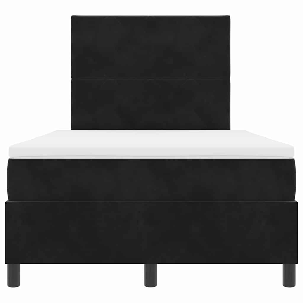 LED Box Spring Krevet s uzglavljem Crna 120 x 200 cm Baršun