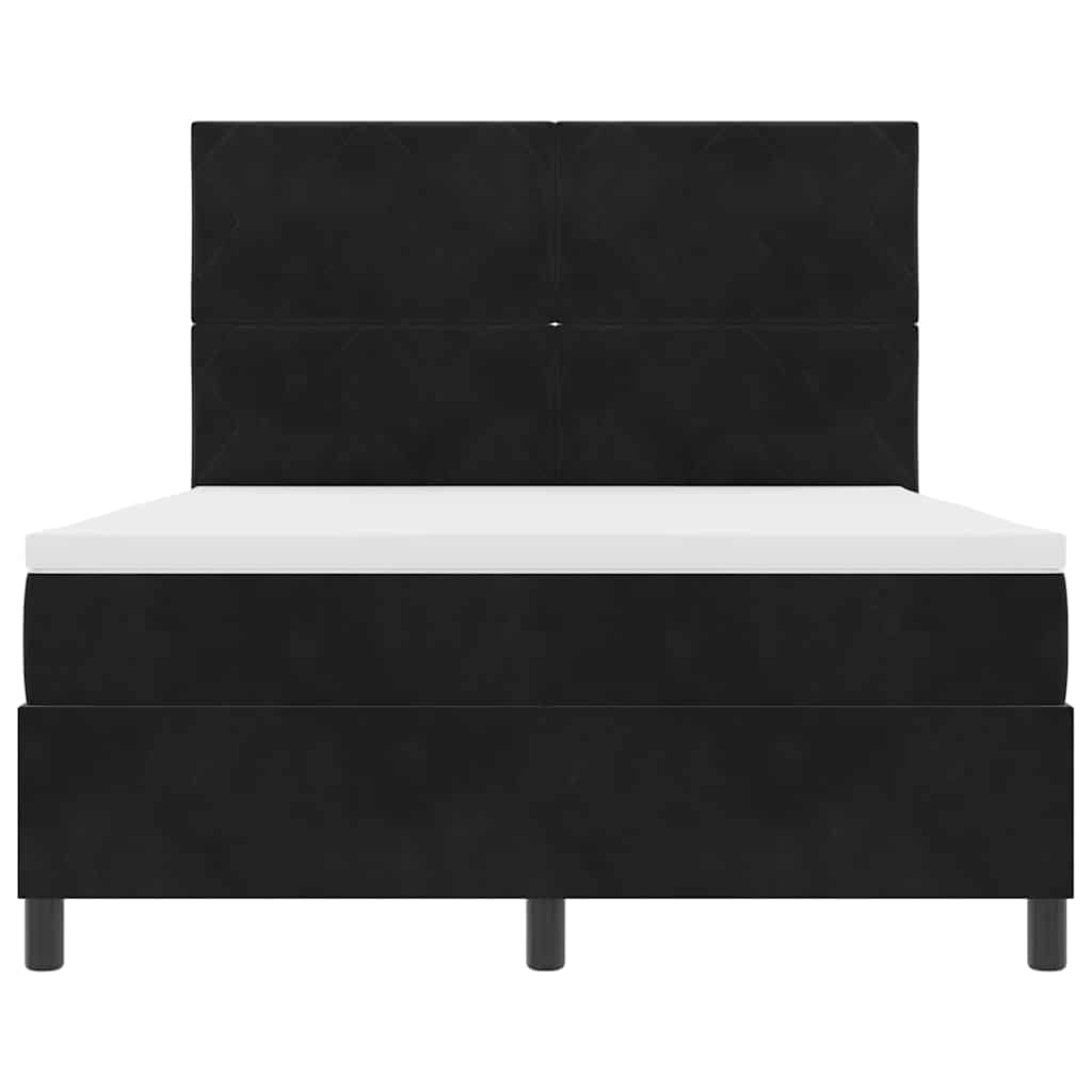 LED Box Spring Krevet s uzglavljem Crna 140 x 190 cm Baršun