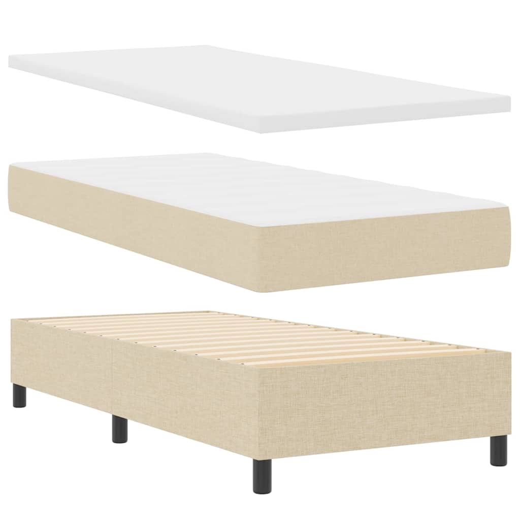 LED Box Spring Krevet s uzglavljem Krema 80 x 200 cm tkanina