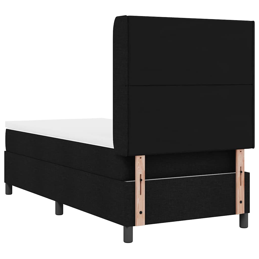 LED Box Spring Krevet s uzglavljem Crna 90 x 190 cm tkanina