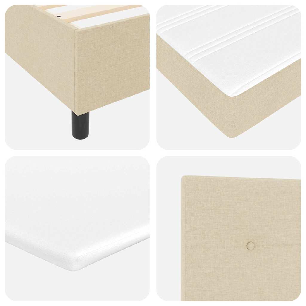 LED Box Spring Krevet s uzglavljem Krema 90 x 190 cm tkanina