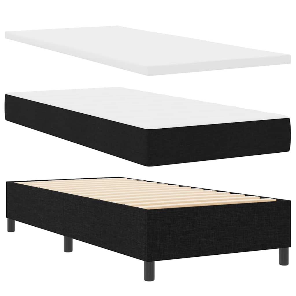 LED Box Spring Krevet s uzglavljem Crna 90 x 200 cm tkanina