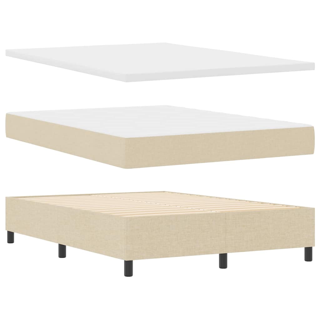 LED Box Spring Krevet s uzglavljem Krema 140 x 190 cm tkanina
