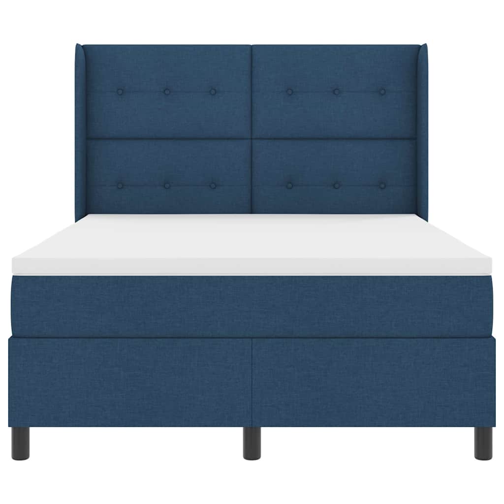 LED Box Spring Krevet s uzglavljem Plava 140 x 200 cm tkanina