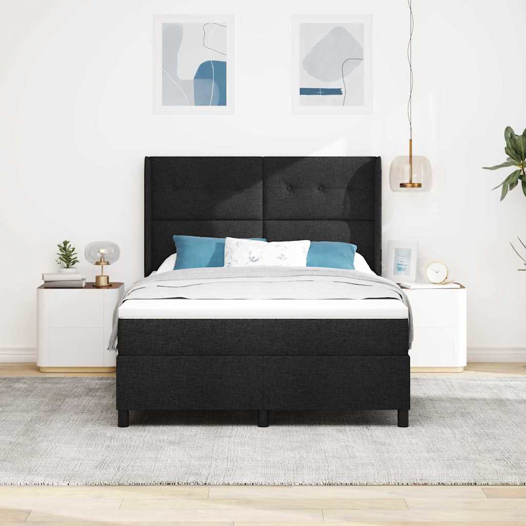 LED Box Spring Krevet s uzglavljem Crna 160 x 200 cm tkanina