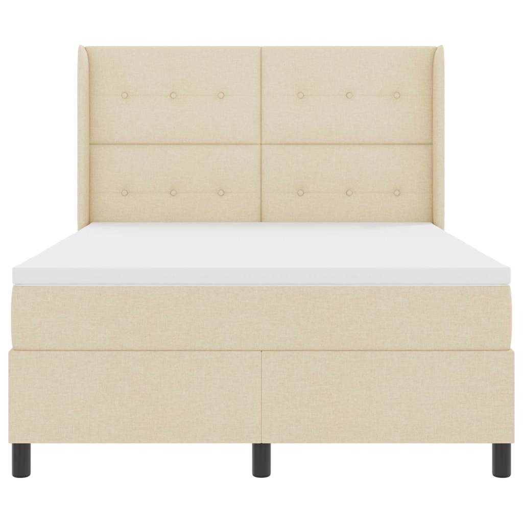 LED Box Spring Krevet s uzglavljem Krema 160 x 200 cm tkanina