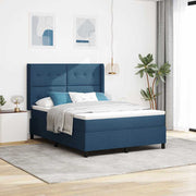 LED Box Spring Krevet s uzglavljem Plava 160 x 200 cm tkanina