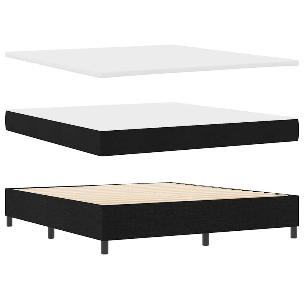 LED Box Spring Krevet s uzglavljem Crna 180 x 200 cm tkanina