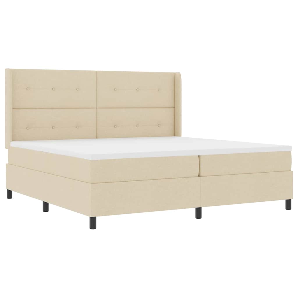 LED Box Spring Krevet s uzglavljem Krema 200 x 200 cm tkanina