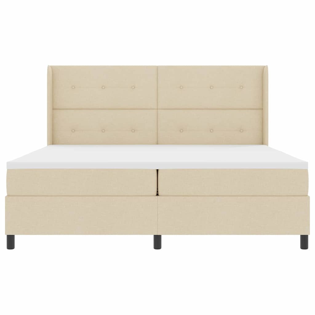 LED Box Spring Krevet s uzglavljem Krema 200 x 200 cm tkanina