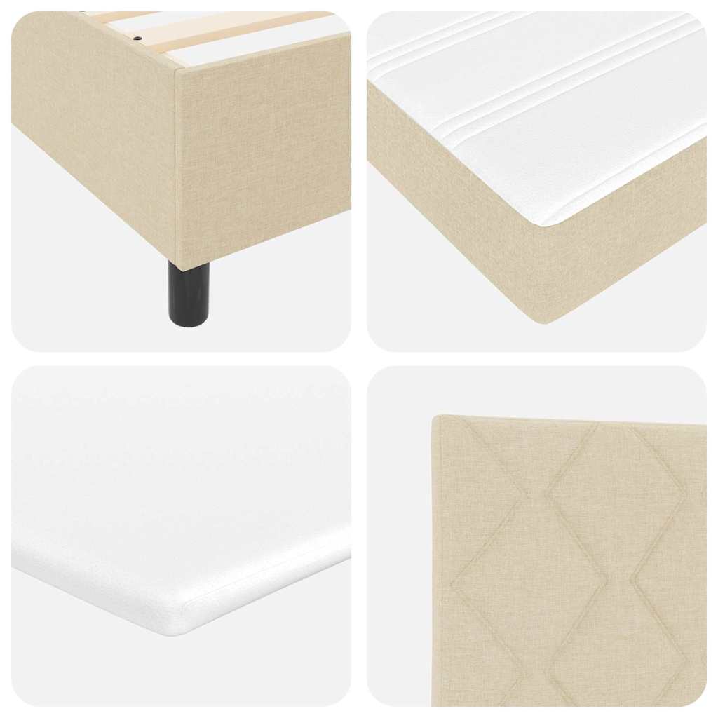 LED Box Spring Krevet s uzglavljem Krema 200 x 200 cm tkanina